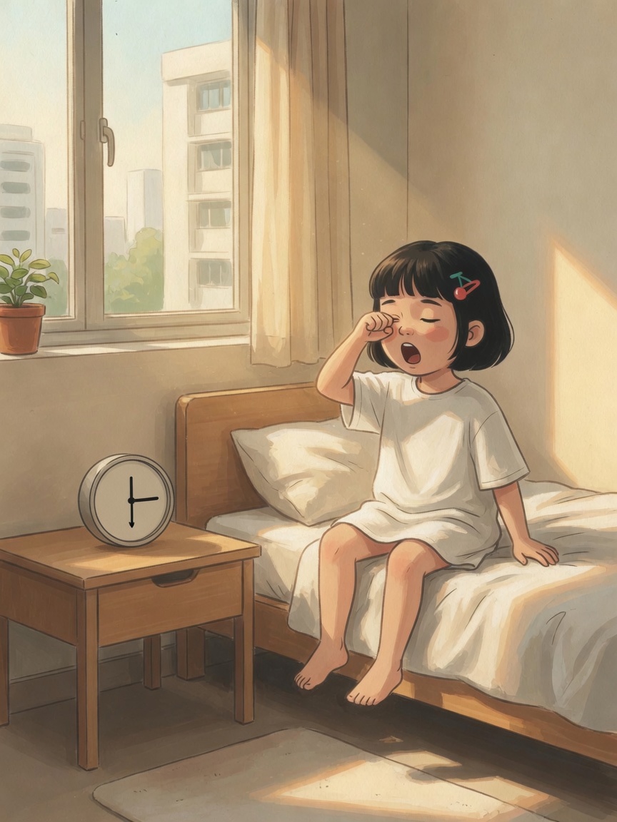 Mei wakes at 6:15.
